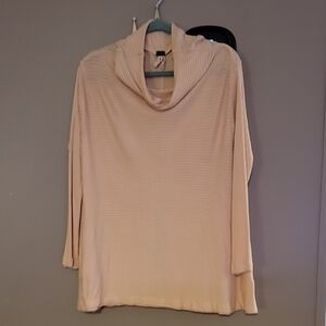 We The Free Pink and Cream Cowl Neck Sweater